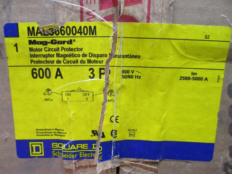 SQUARE D MAL3660040M SER. 2 600V 600A NSMP