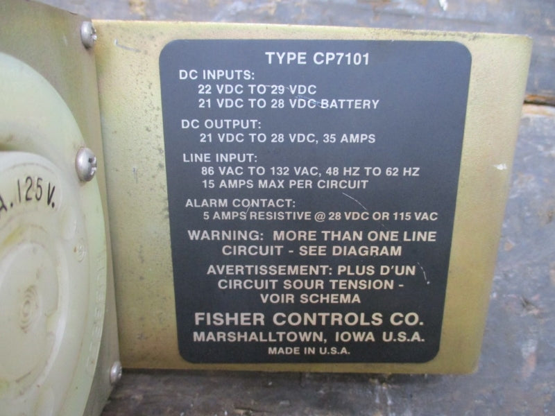 FISHER CONTROLS CP7101 85-132VAC 15A UNMP