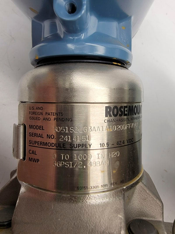 ROSEMOUNT 3051S2LG3AA1A1020DFF71CA00D1E5M5 1151GP6S22L4Q4 10.5-42.4VDC 36PSI NSMP