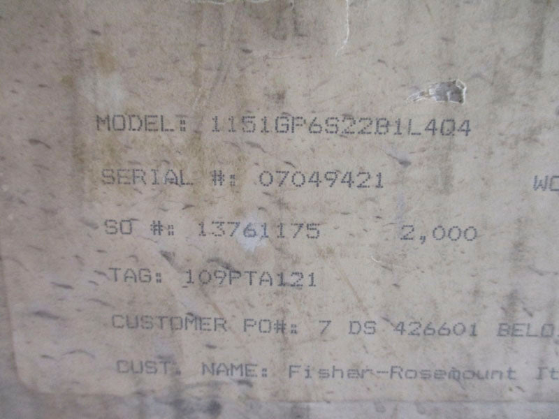 FISHER ROSEMOUNT 1151GP6S22B1L4Q4 45VDC -10/+40PSI NSMP