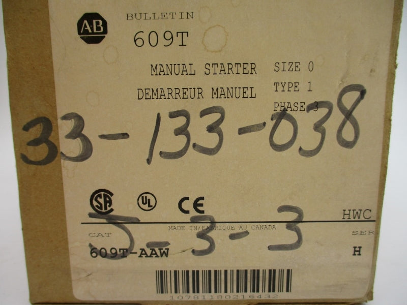 ALLEN BRADLEY 609T-AAW SER. H (BR/WH) (AS PICTURED) NSMP