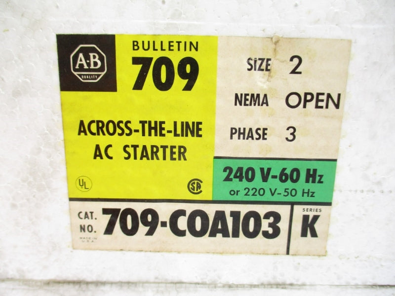 ALLEN BRADLEY 709-COA103 SER. K 220-240V (GR/YL) NSMP