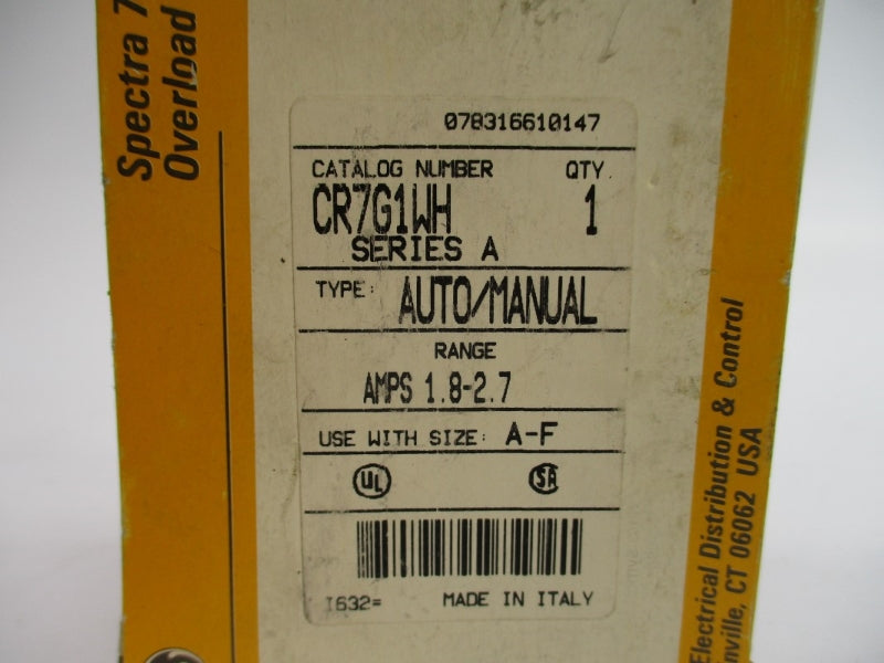 GENERAL ELECTRIC CR7G1WH SER. A 600VAC 1.8-2.7A NSMP