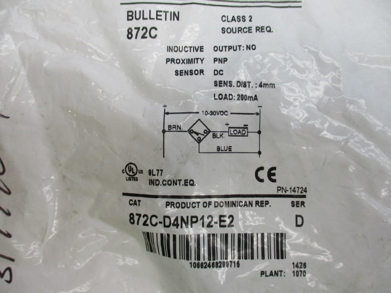 ALLEN BRADLEY 872C-D4NP12-E2 SER. D 10-30VDC NSMP