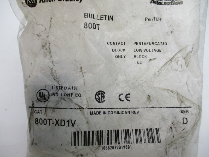 ALLEN BRADLEY 800T-XD1V SER. D NSMP