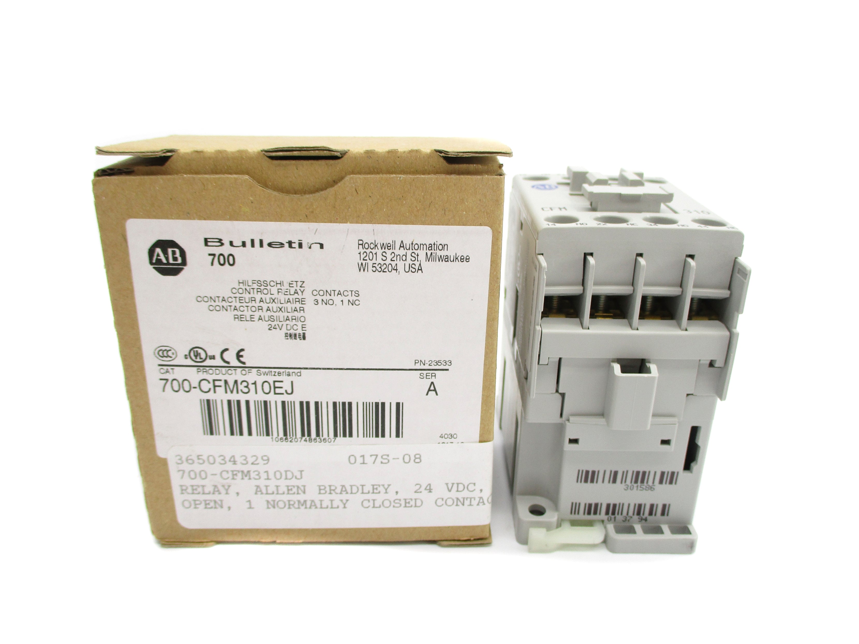 ALLEN BRADLEY 700-CFM310EJ SER. A 24VDC (BR/WH) NSMP