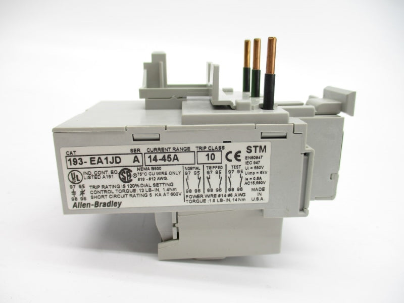 ALLEN BRADLEY 193-EA1JD SER. A 600V 14-45A (BR/WH) NSMP