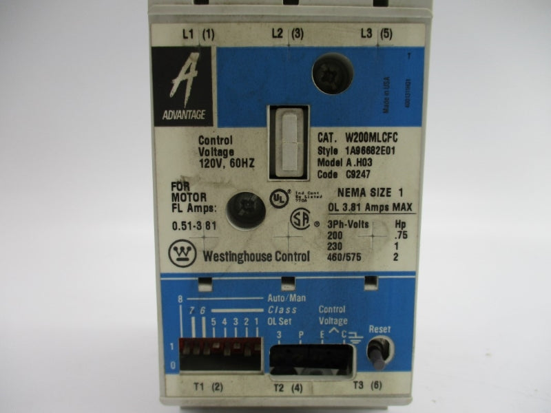 WESTINGHOUSE W200MLCFC 120V 0.51-3.81A NSMP