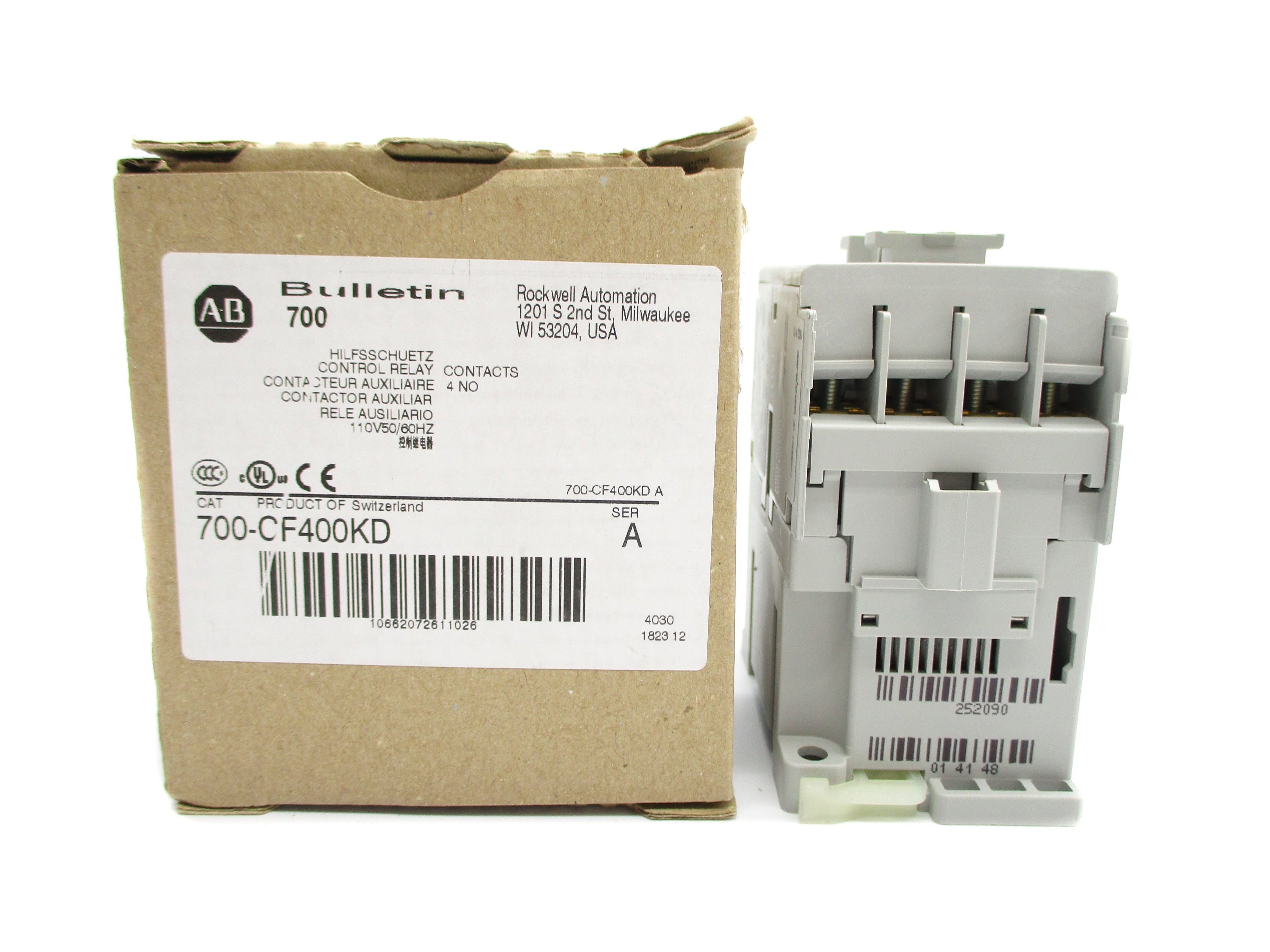 ALLEN BRADLEY 700-CF400KD SER. A 110V (BR/WH) NSMP