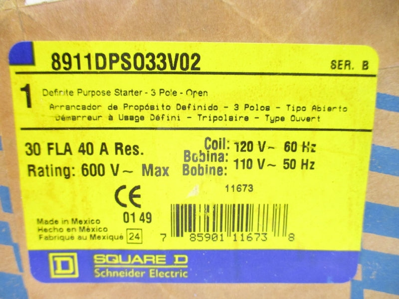 SQUARE D 8911DPSO33V02 SER. B 110/120V 30A NSMP