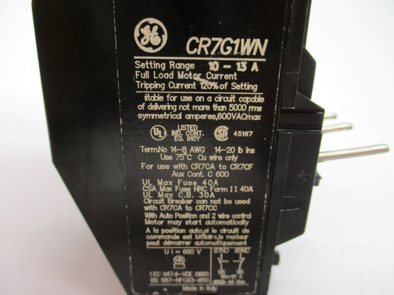 GENERAL ELECTRIC CR7G1WN 600VAC 1.0-1.3A NSNP