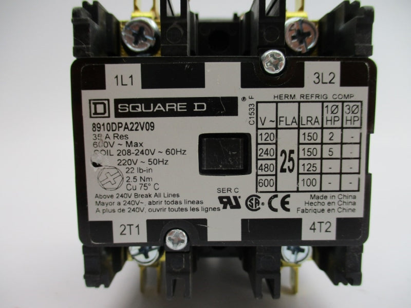 SQUARE D 8910DPA22V09 SER. C 208-240V 25A NSMP