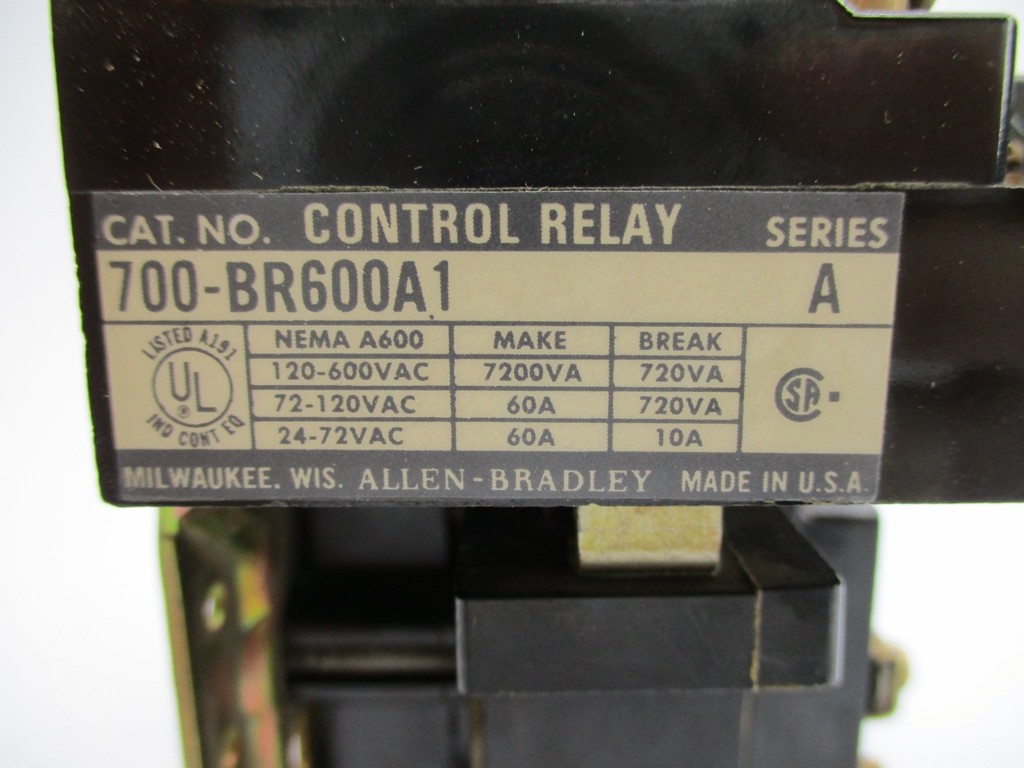 ALLEN BRADLEY 700-BR600A1 SER. A 110/120V 60A UNMP