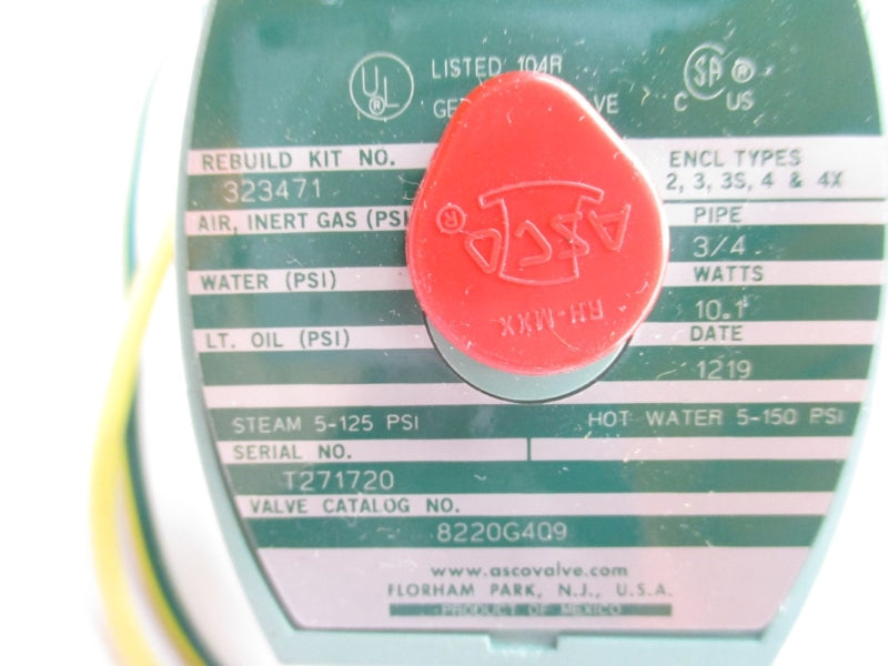ASCO 8220G409 22/24V 5-150PSI 3/4" NSMP