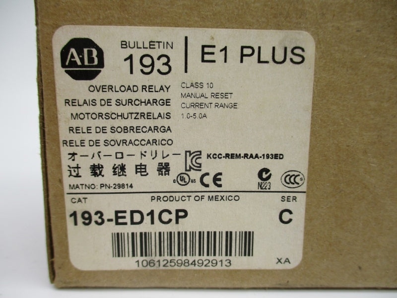 ALLEN BRADLEY 193-ED1CP SER. C 1000V 1.0-5.0A (BR/WH) NSMP