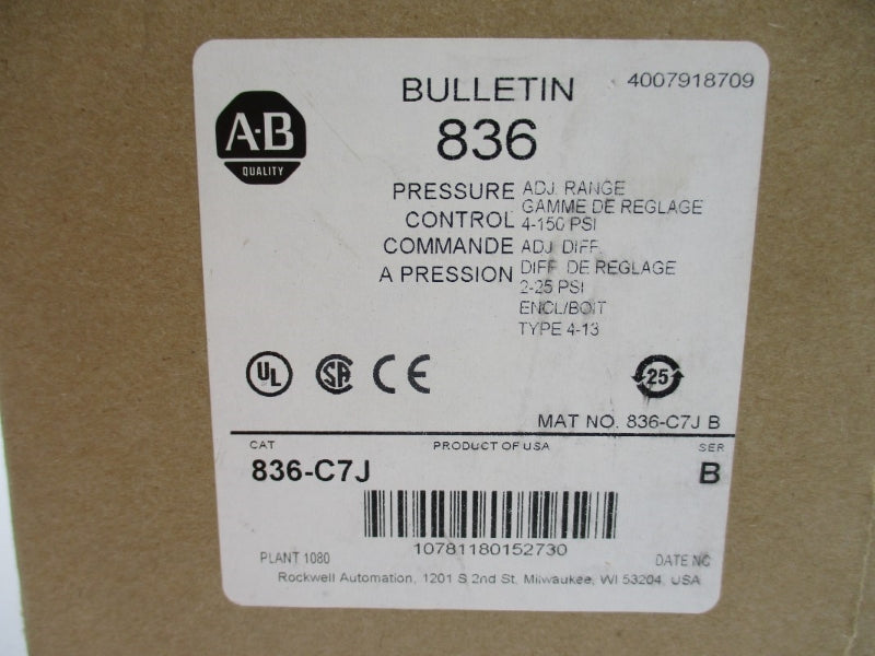 ALLEN BRADLEY 836-C7J SER. B 4-150PSI (BR/WH) NSMP