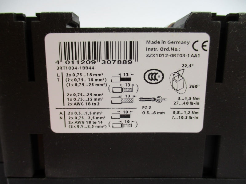 SIEMENS 3RT1034-1BB44 24VDC NSMP