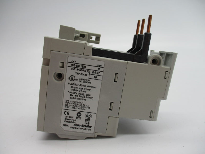 ALLEN BRADLEY 193-ED1EB SER. C 600V 5.4-27A (BR/WH) NSMP