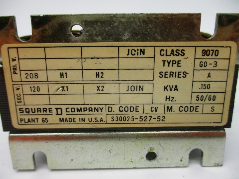 SQUARE D 9070GO3 SER. A 208V NSNP