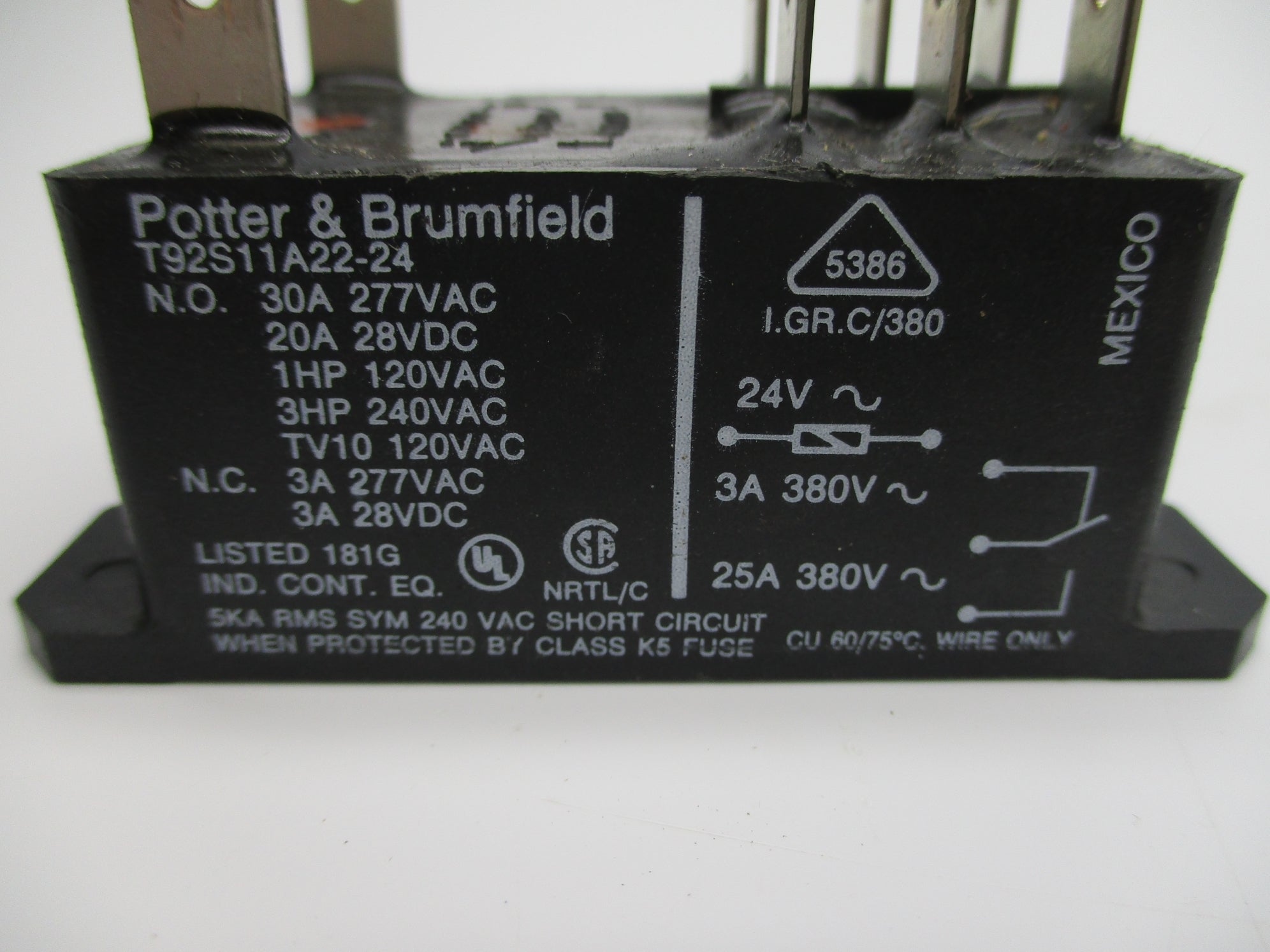 POTTER & BRUMFIELD T92S11A22-24 24VAC 30A UNMP