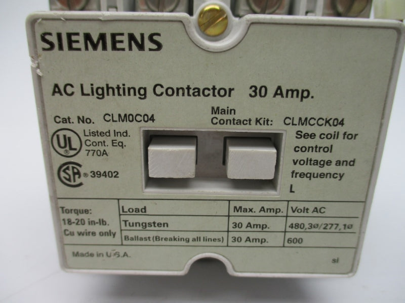 SIEMENS CLM0C04 110/120V 30A NSNP
