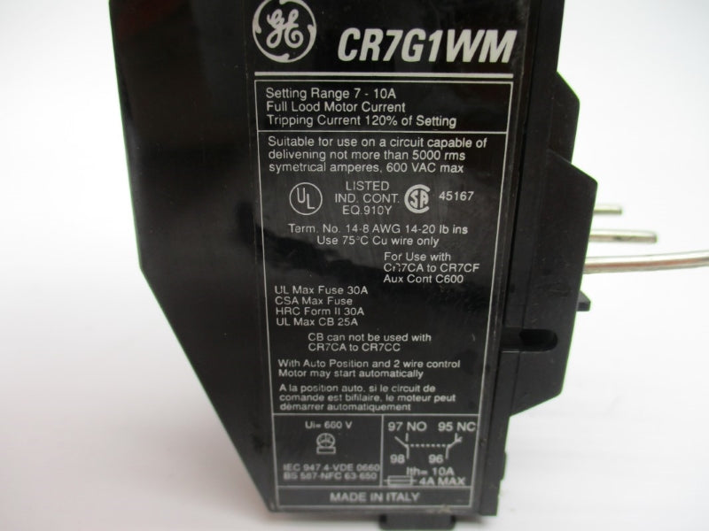 GENERAL ELECTRIC CR7G1WM 600VAC 7-10A NSNP