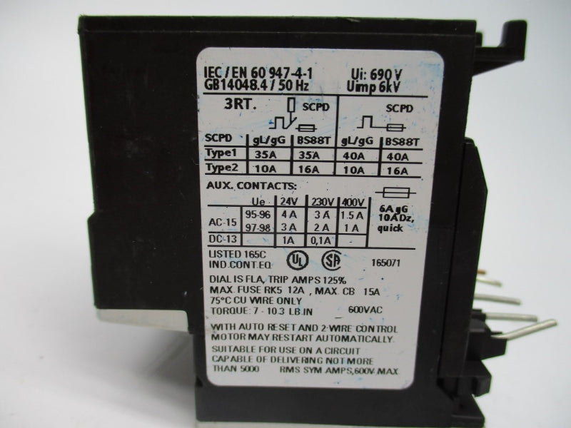 SIEMENS 3RU1116-1DB0 600VAC 2.2-3.2A NSNP