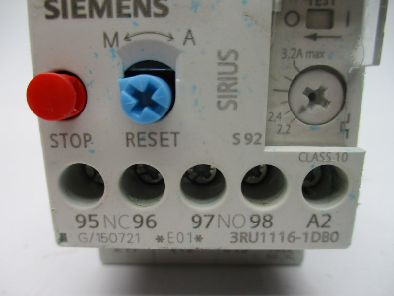 SIEMENS 3RU1116-1DB0 600VAC 2.2-3.2A NSNP