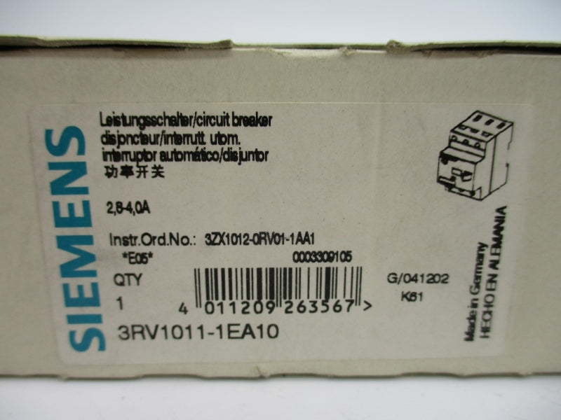 SIEMENS 3RV1011-1EA10 690V 2.8-4.0A NSMP