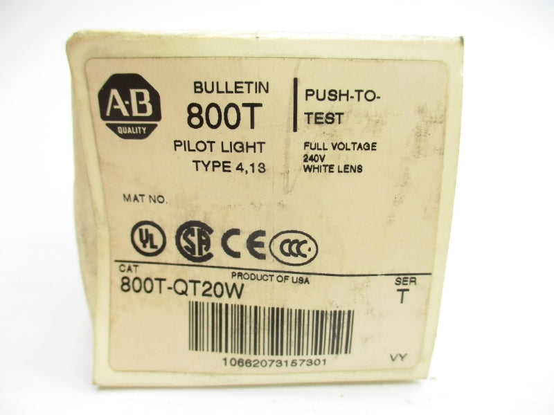 ALLEN BRADLEY 800T-QT20W SER. T 240VAC/DC (WH) NSMP