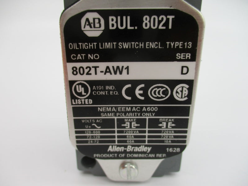 ALLEN BRADLEY 802T-AW1 SER. D 120-600VAC 60A (WH) NSMP