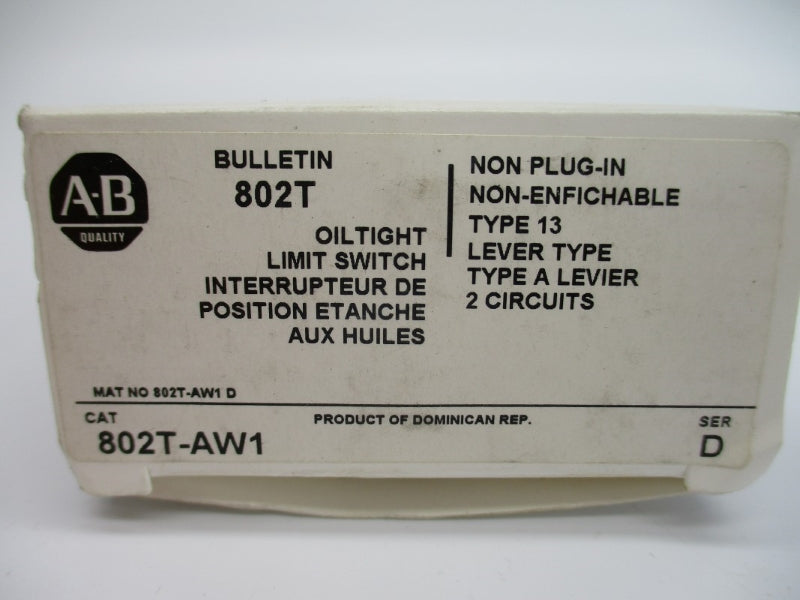 ALLEN BRADLEY 802T-AW1 SER. D 120-600VAC 60A (WH) NSMP