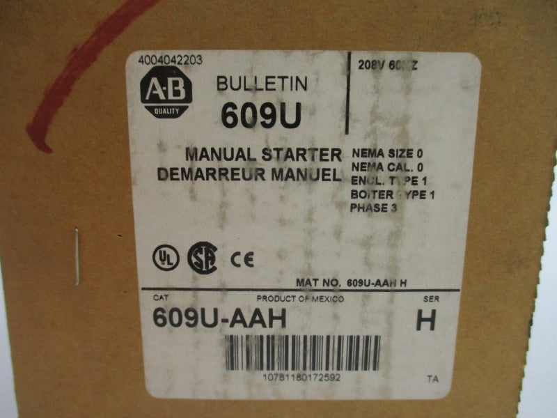 ALLEN BRADLEY 609U-AAH SER. H 600V (BR/WH) NSMP
