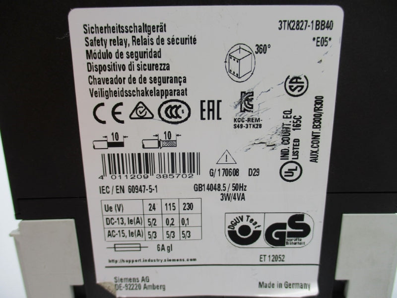SIEMENS 3TK2827-1BB40 24VDC 6A 0.5-30S NUPI