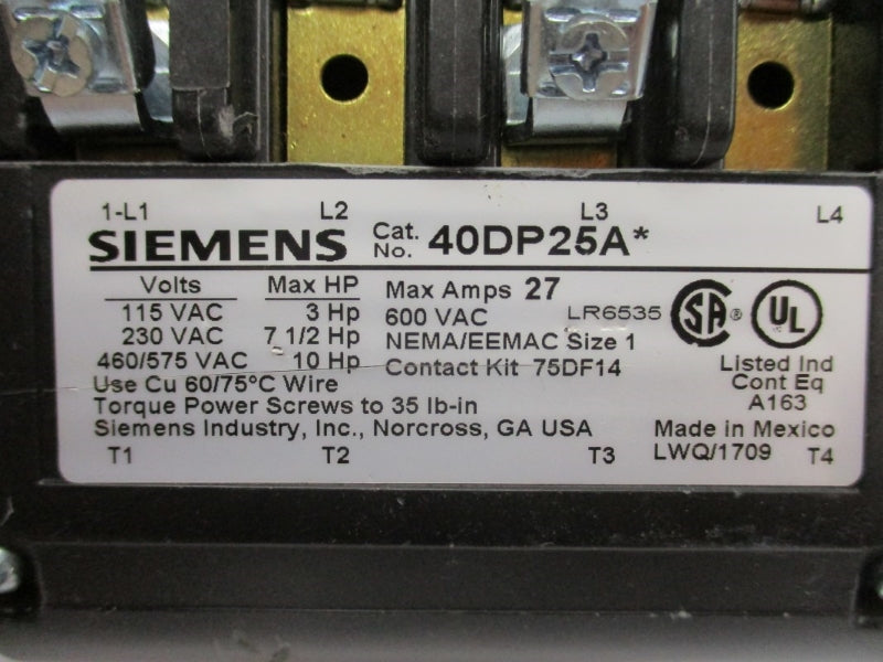 SIEMENS 40DP25AA 240V 27A NUPI