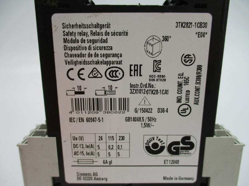 SIEMENS 3TK2821-1CB30 24VAC/DC 6A NUPI