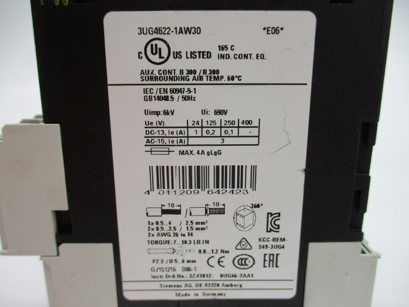 SIEMENS 3UG4622-1AW30 24-240V 0.05-10A NUPI