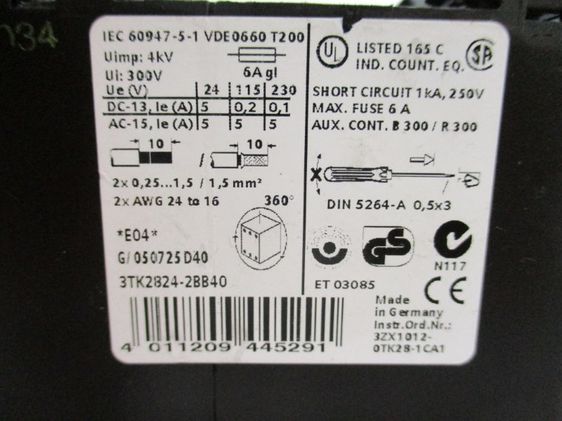 SIEMENS 3TK2824-2BB40 24VAC/DC 6A NUPI