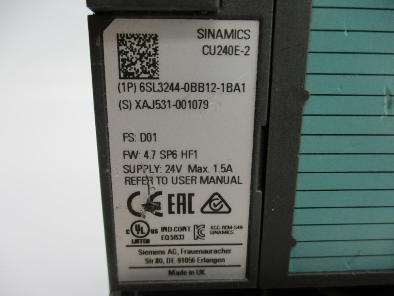 SIEMENS 6SL3244-0BB12-1BA1 24V 1.5A NUPI