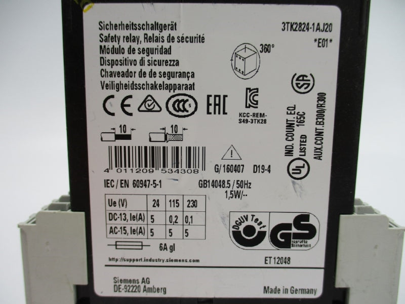 SIEMENS 3TK2824-1AJ20 115VAC 6A NUPI