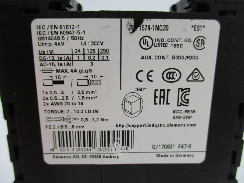 SIEMENS 3RP1574-1NQ30 24VAC/DC 1-20S NUPI