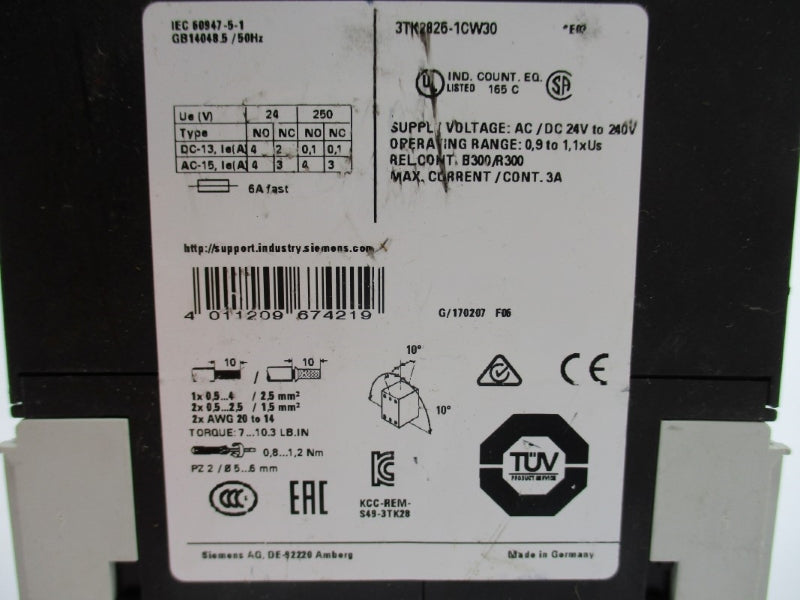SIEMENS 3TK2826-1CW30 24-240VAC/DC 6A NUPI