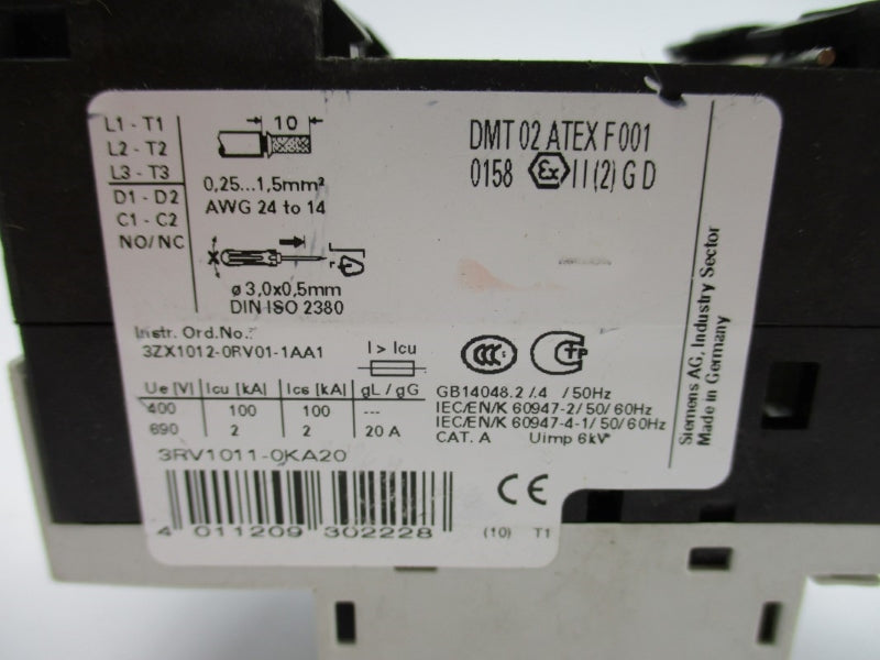 SIEMENS 3RV1011-0KA20 0.9-1.25A NUPI