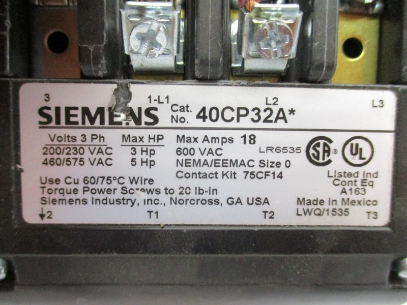 SIEMENS 40CP32AG 240V 18A NUPI