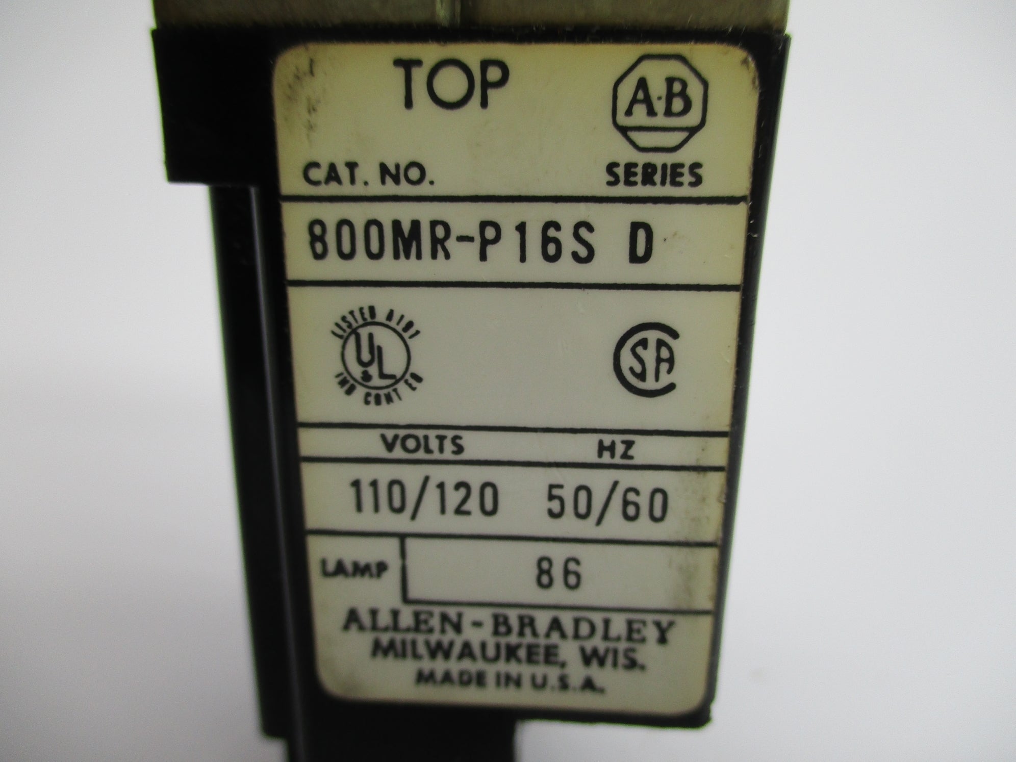INDUSTRIAL SPARE PART 800MR-P16S SER. D (AS PICTURED) UNMP