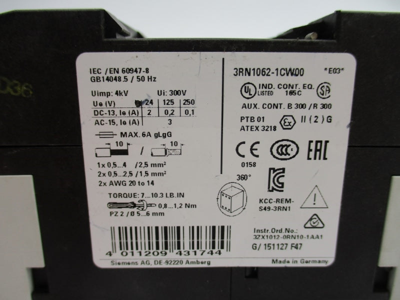 SIEMENS 3RN1062-1CW00 24-240VAC/DC 6A NUPI
