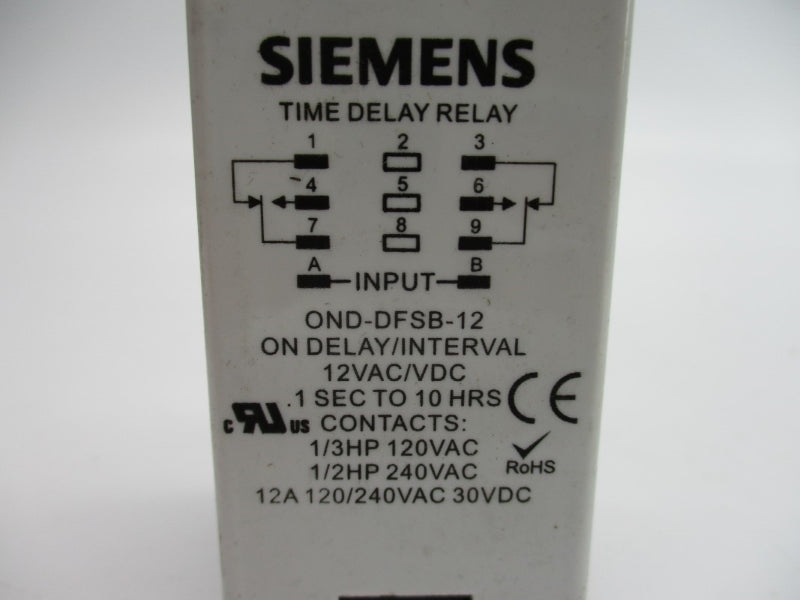 SIEMENS OND-DFSB-12 12VAC/DC 12A .1S-10H NUPI