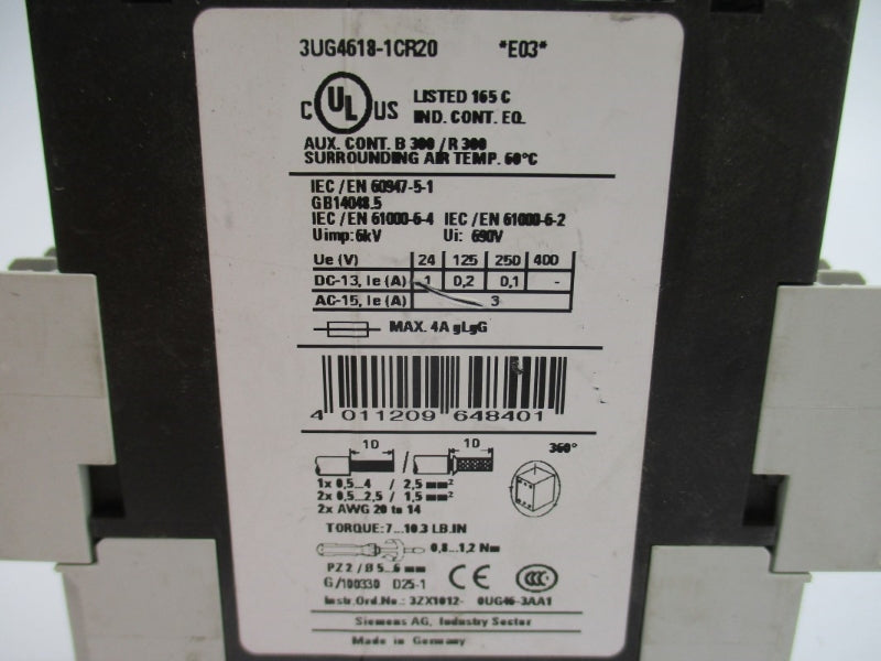 SIEMENS 3UG4618-1CR20 160-690V 4A NUPI