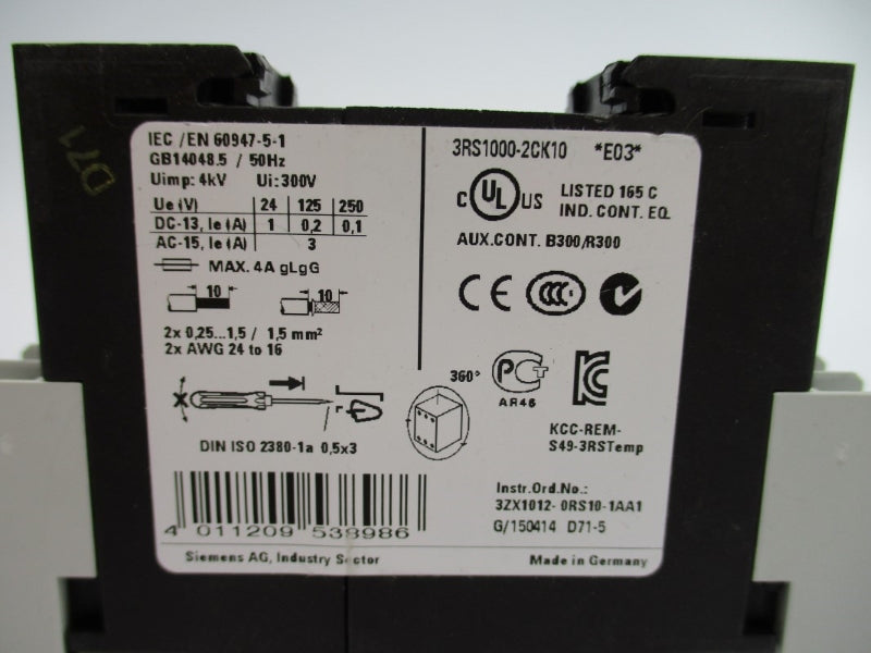 SIEMENS 3RS1000-2CK10 220-240VAC 4A (AS PICTURED) NUPI