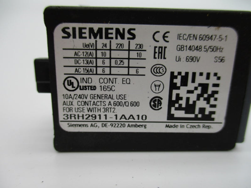 SIEMENS 3RH2911-1AA10 690V 10A NUPI